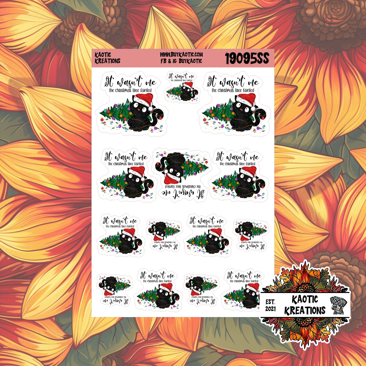 It Wasn't Me ... Black Cat Christmas Stickers