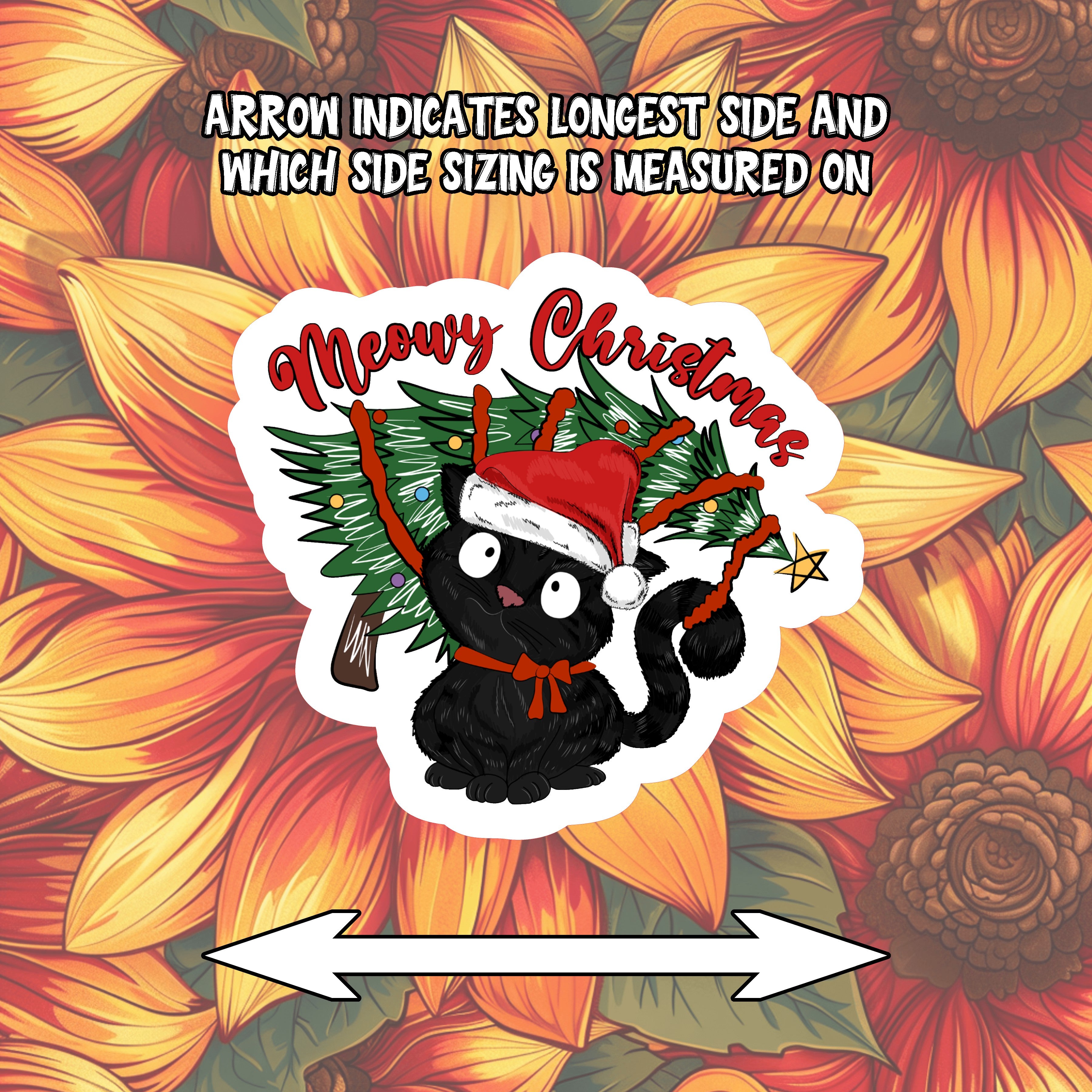 Meowy Christmas Black Cat Christmas Sticker