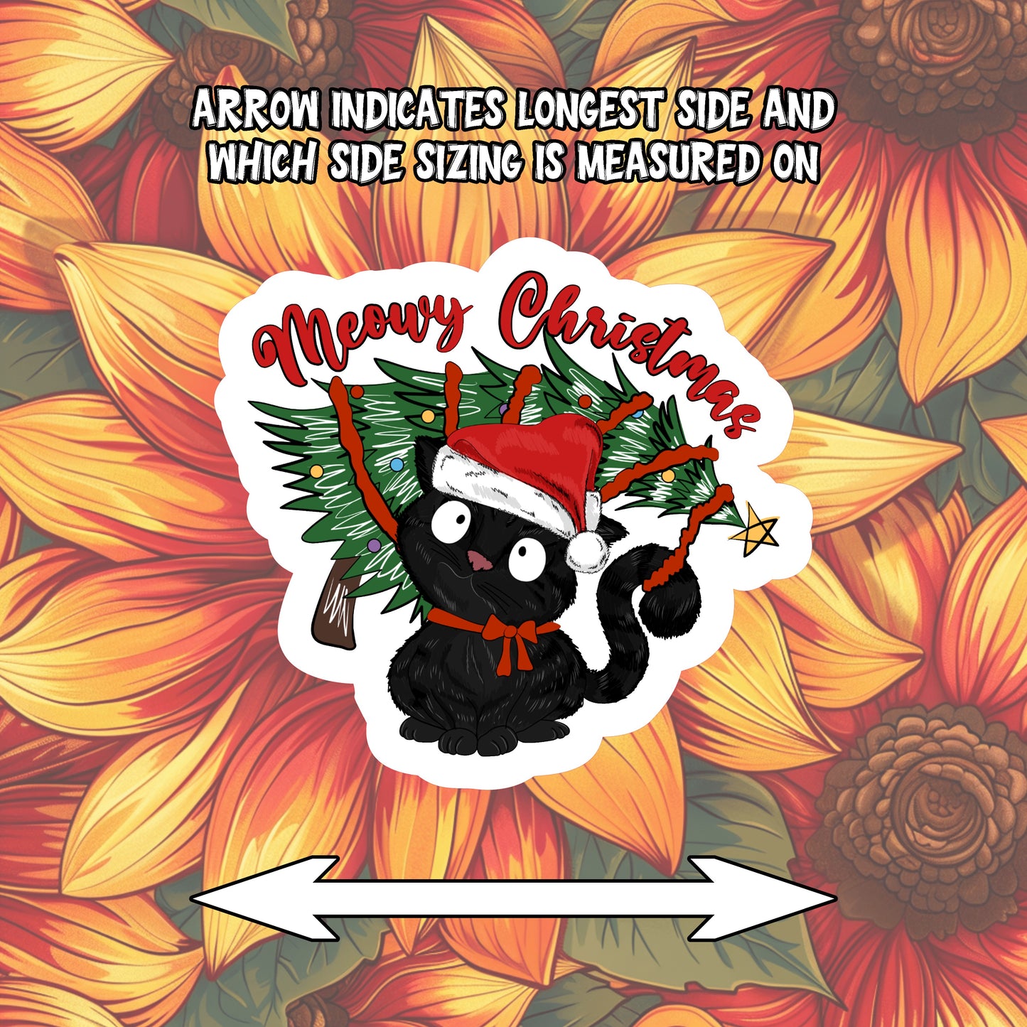 Meowy Christmas Black Cat Christmas Sticker
