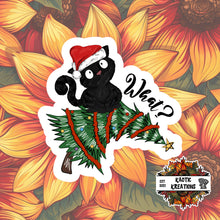 Load image into Gallery viewer, What? Black Cat Christmas Sticker