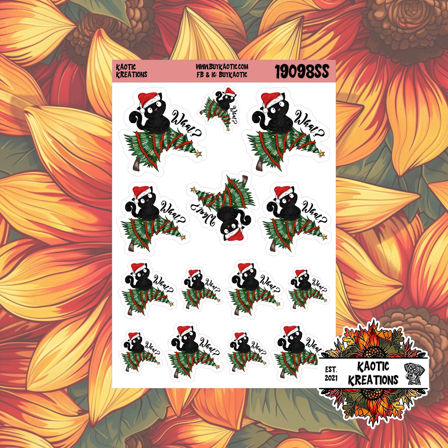 What? Black Cat Christmas Stickers
