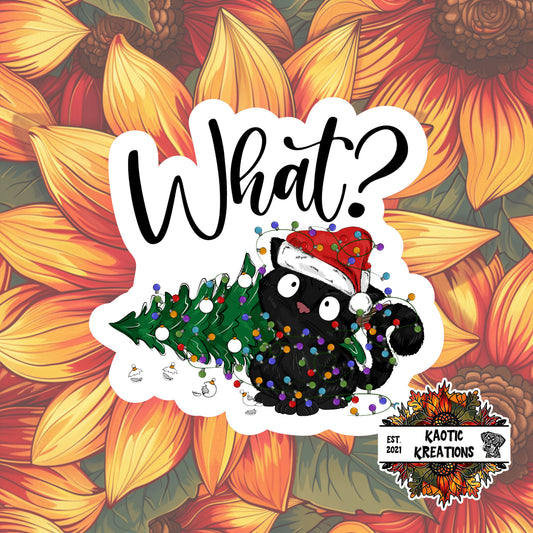 What? Black Cat Christmas Sticker