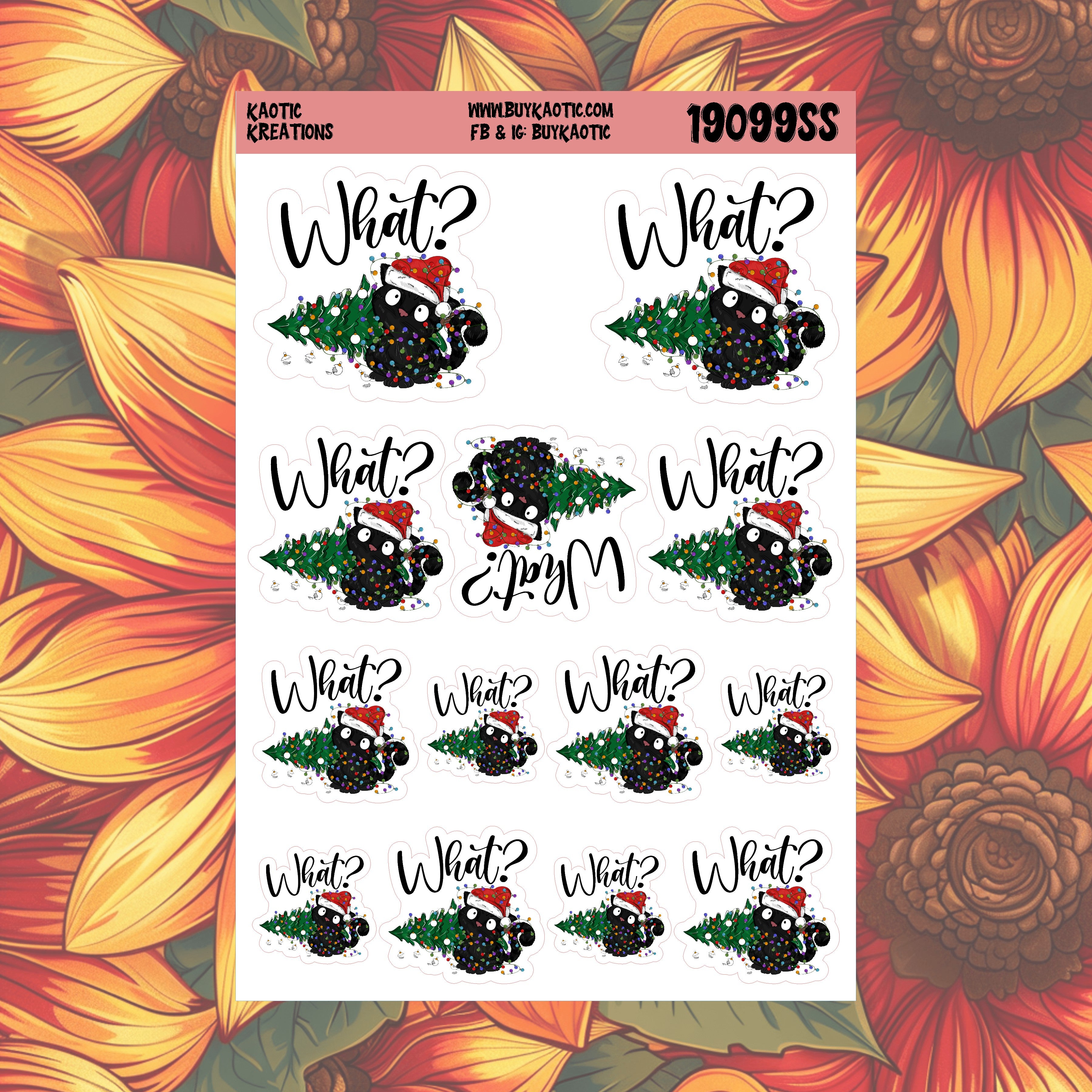 What? Black Cat Christmas Stickers