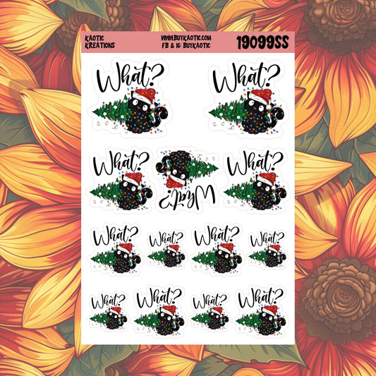 What? Black Cat Christmas Stickers