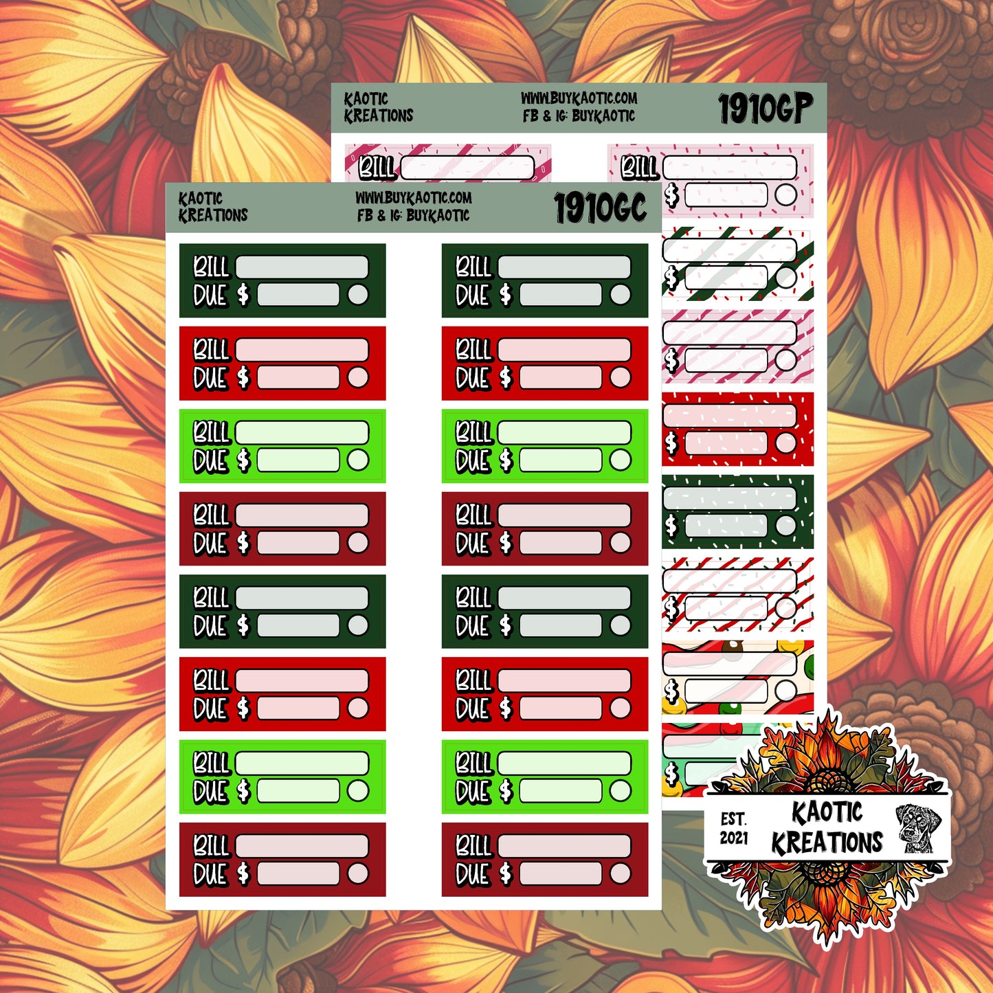 Tree Cakes Bill Due Planner Stickers