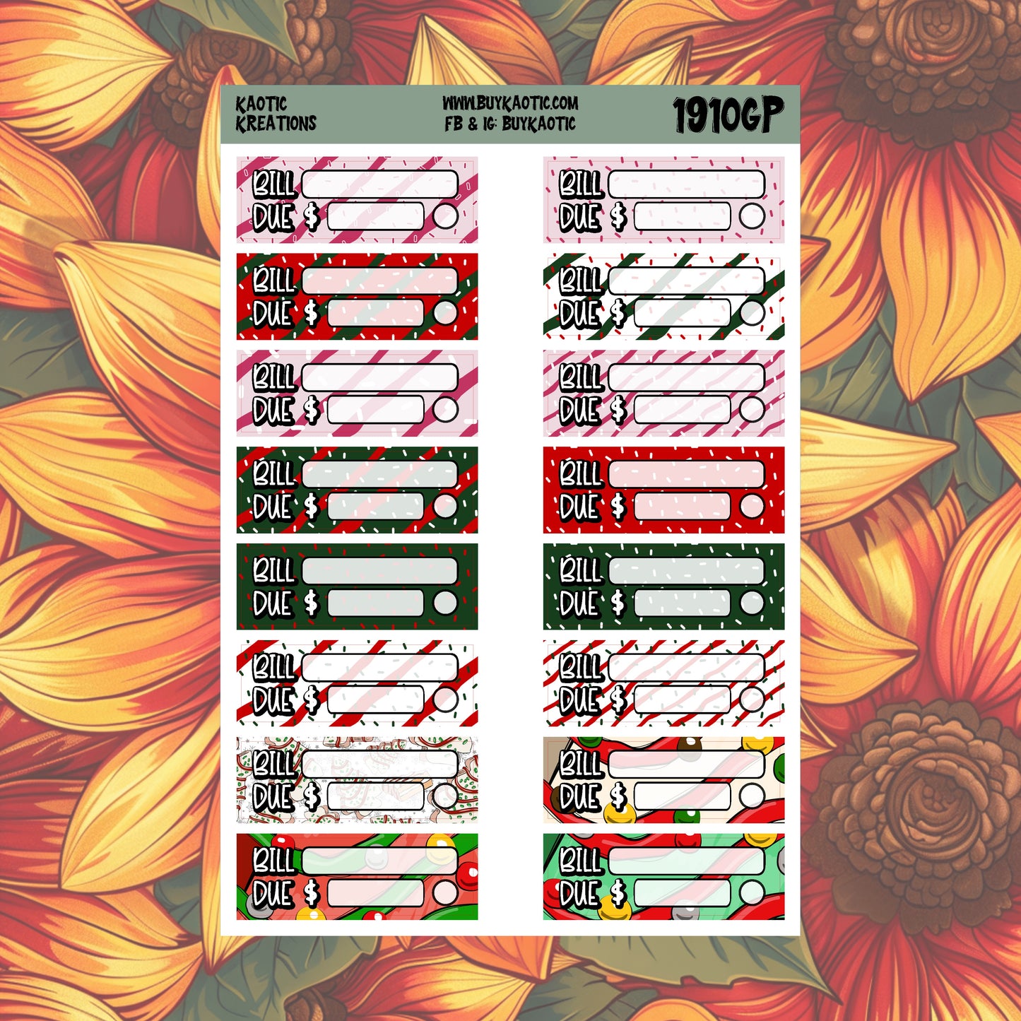 Tree Cakes Bill Due Planner Stickers