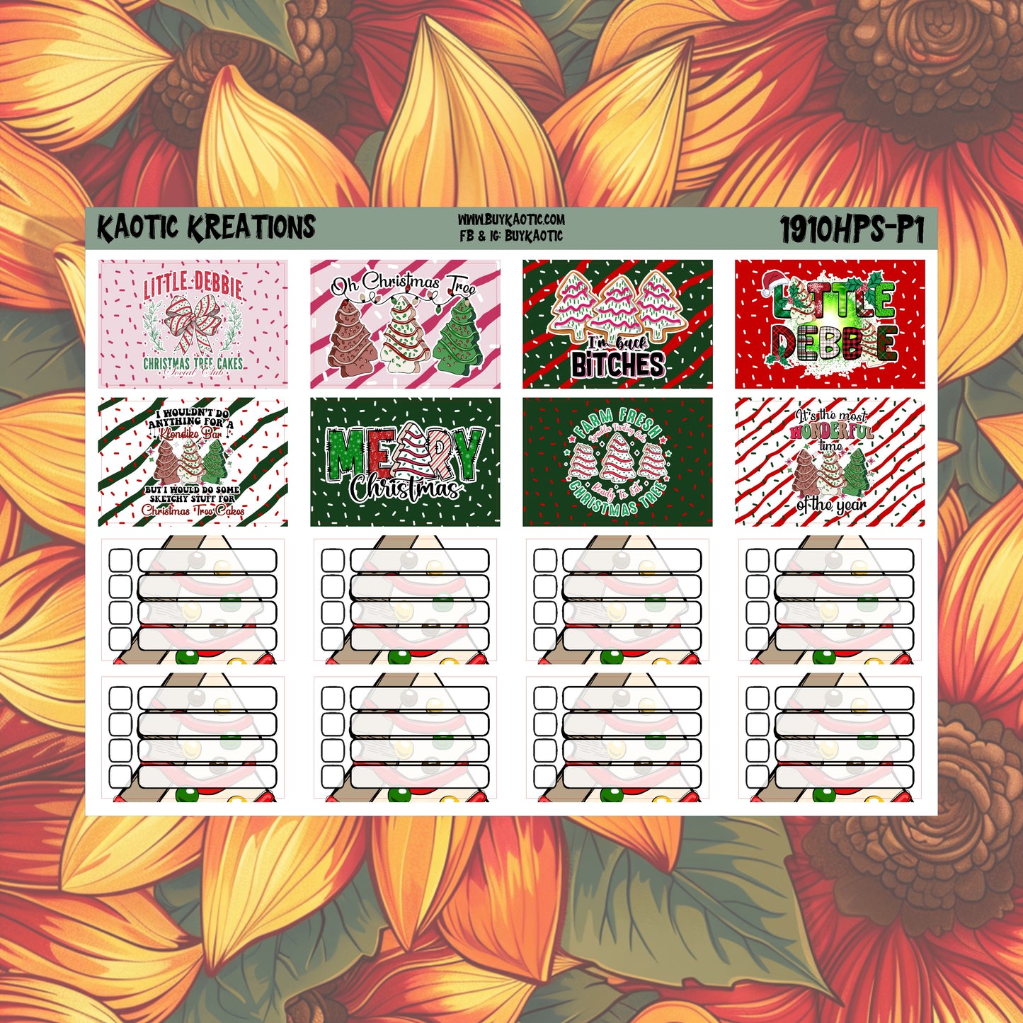 Tree Cakes HP Skinny Weekly Sticker Kit