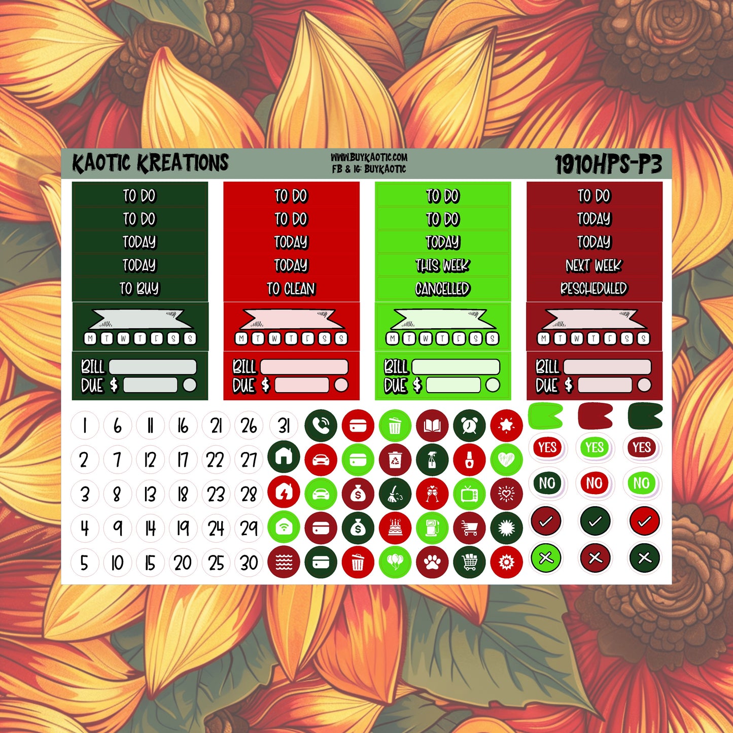Tree Cakes HP Skinny Weekly Sticker Kit