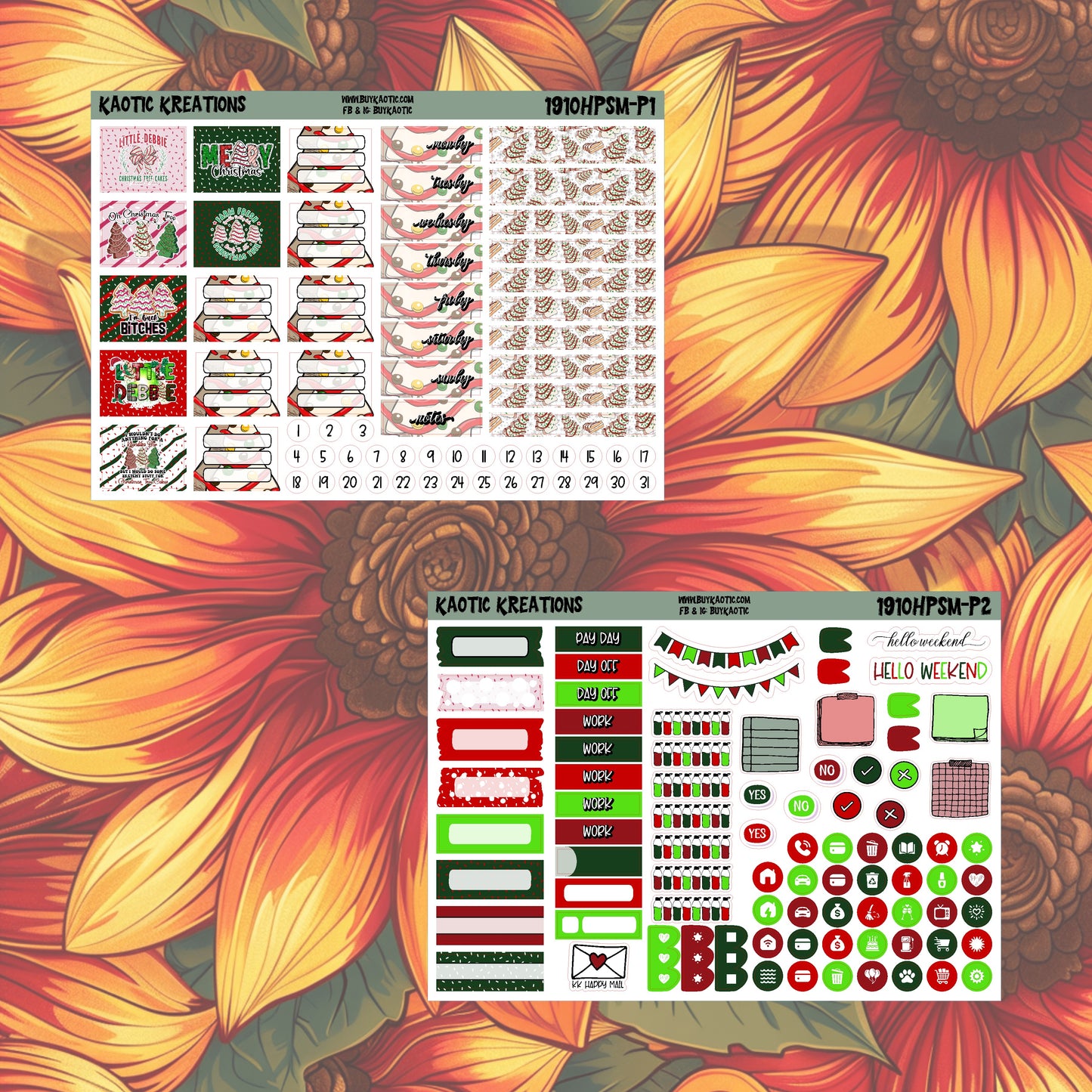 Tree Cakes HP Skinny Mini Weekly Sticker Kit