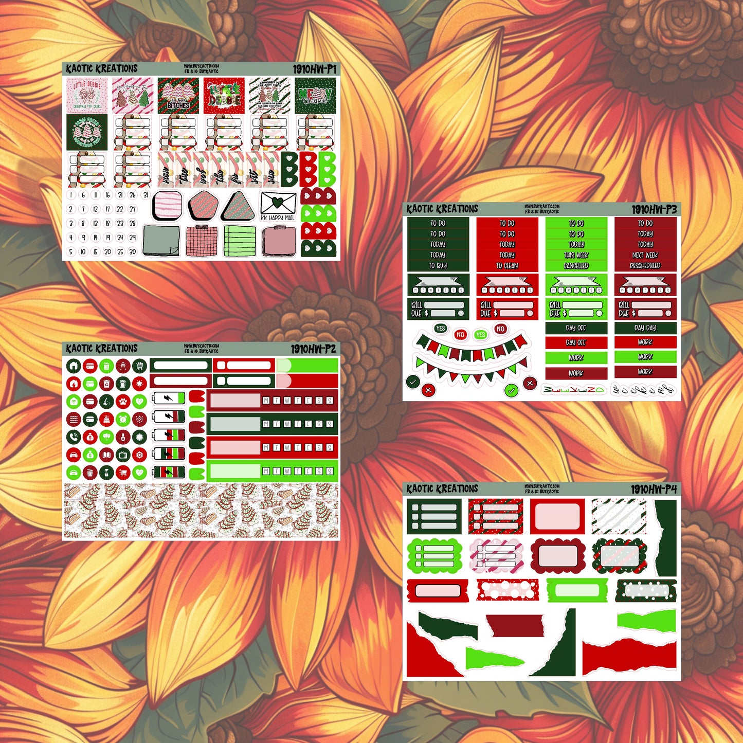 Tree Cakes Hobo Weeks Weekly Sticker Kit