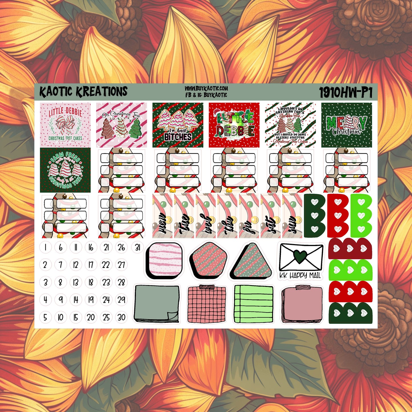 Tree Cakes Hobo Weeks Weekly Sticker Kit