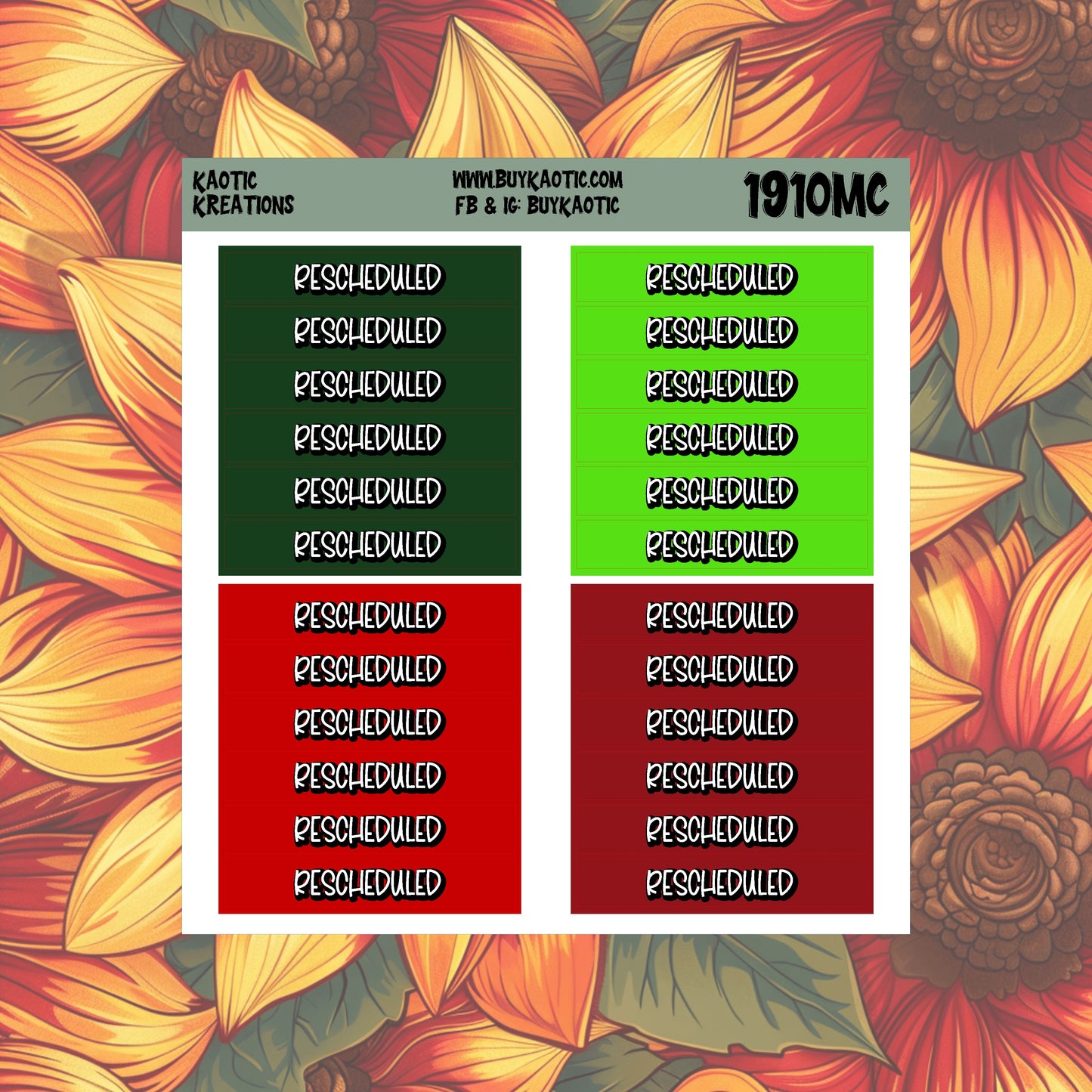 Tree Cakes Rescheduled Header Planner Stickers