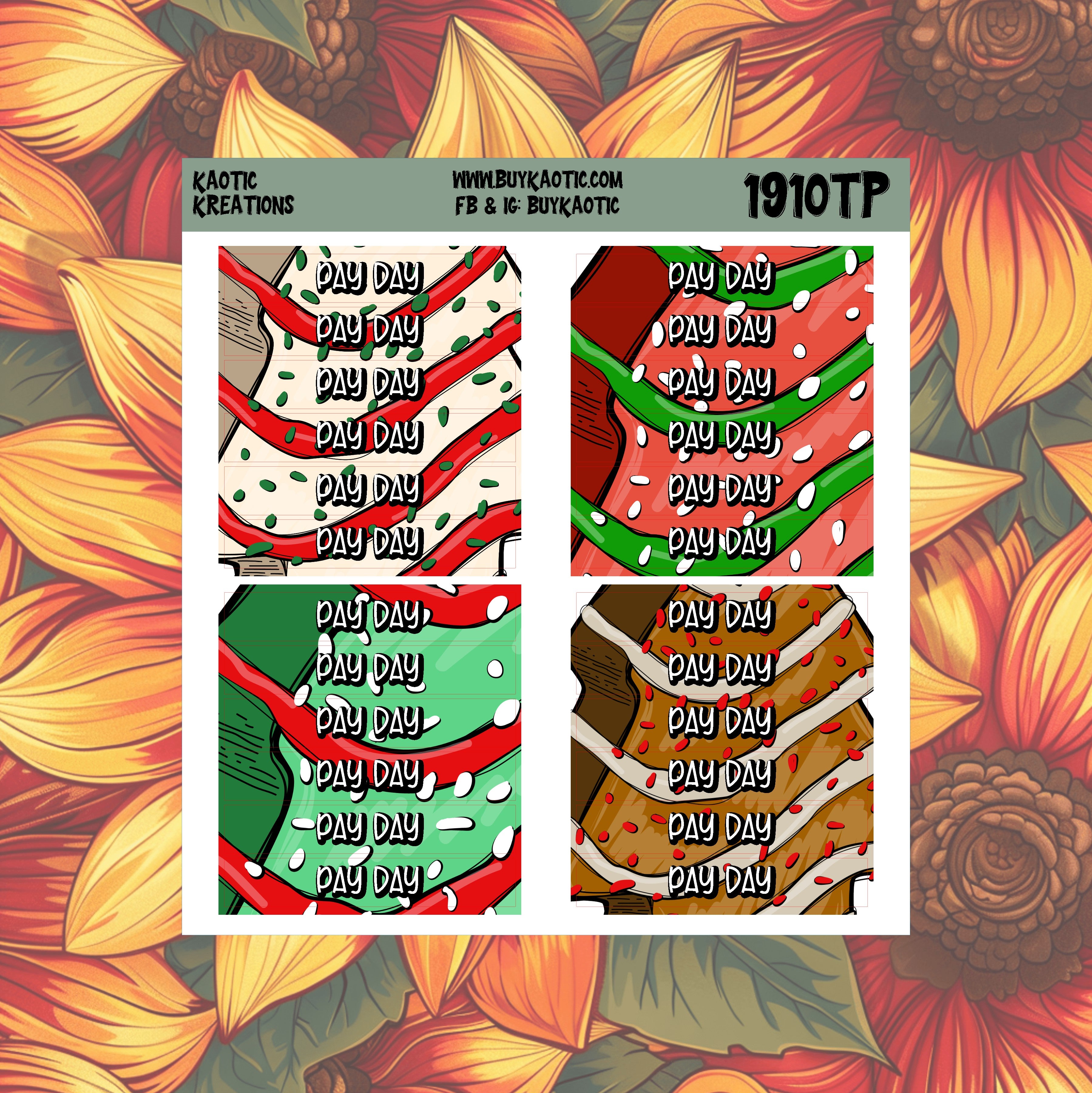 Tree Cakes Pay Day Header Planner Stickers