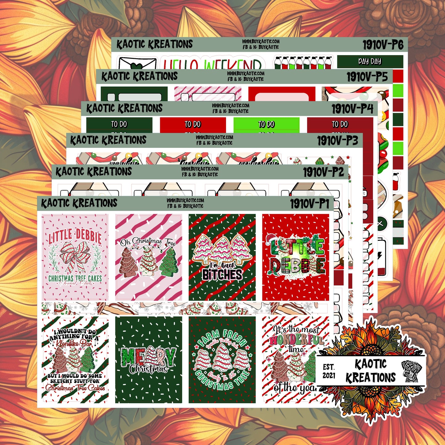 Tree Cakes Vertical Weekly Sticker Kit