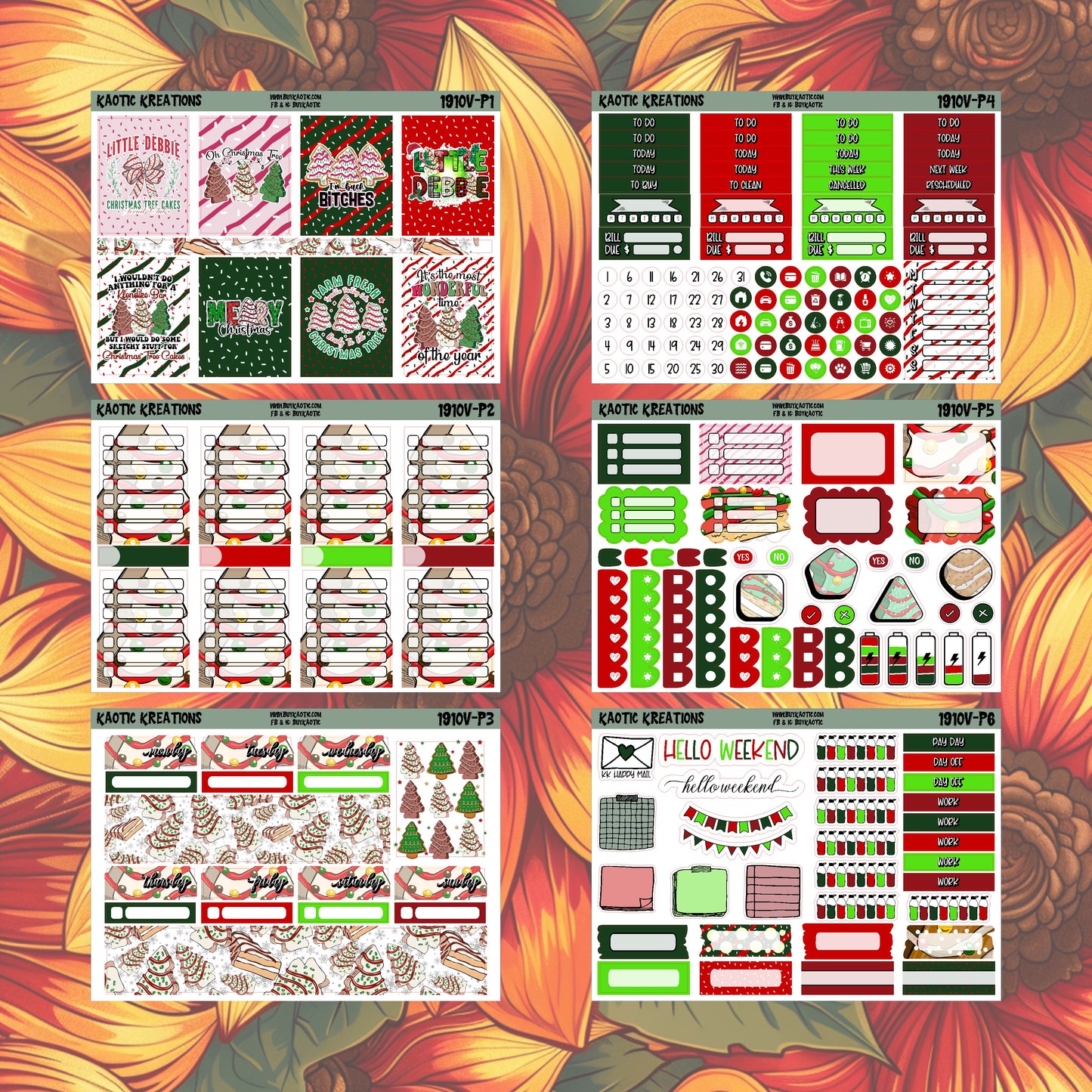 Tree Cakes Vertical Weekly Sticker Kit