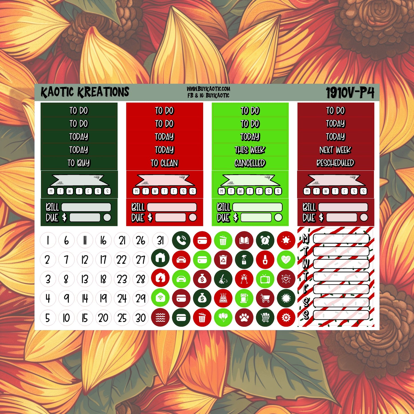 Tree Cakes Vertical Weekly Sticker Kit