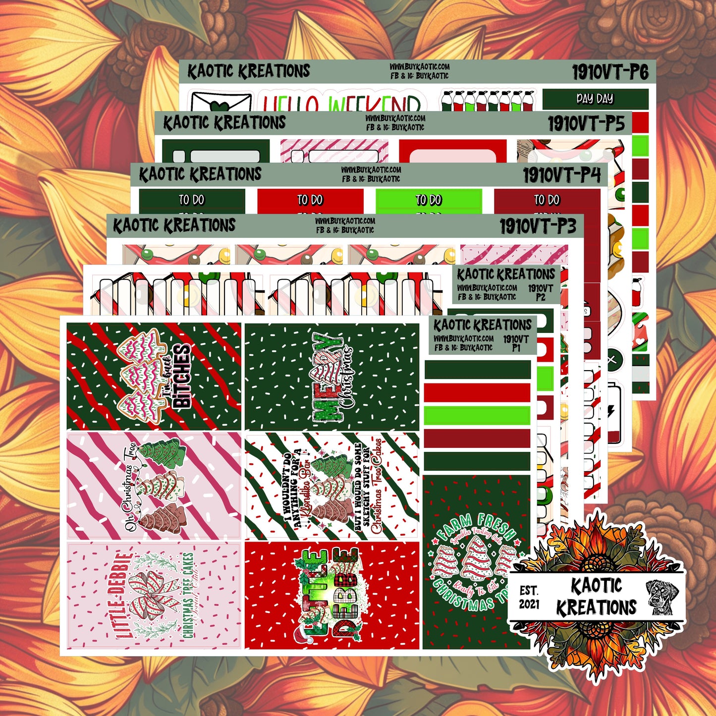 Tree Cakes Vertical Tall Weekly Sticker Kit