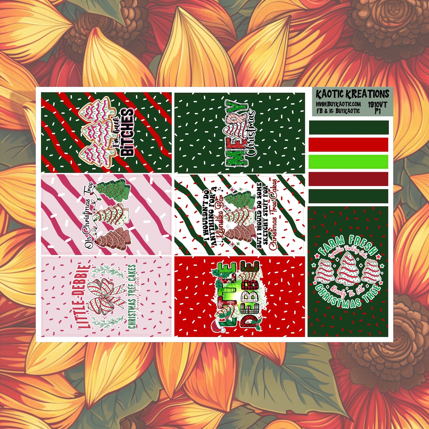 Tree Cakes Vertical Tall Weekly Sticker Kit