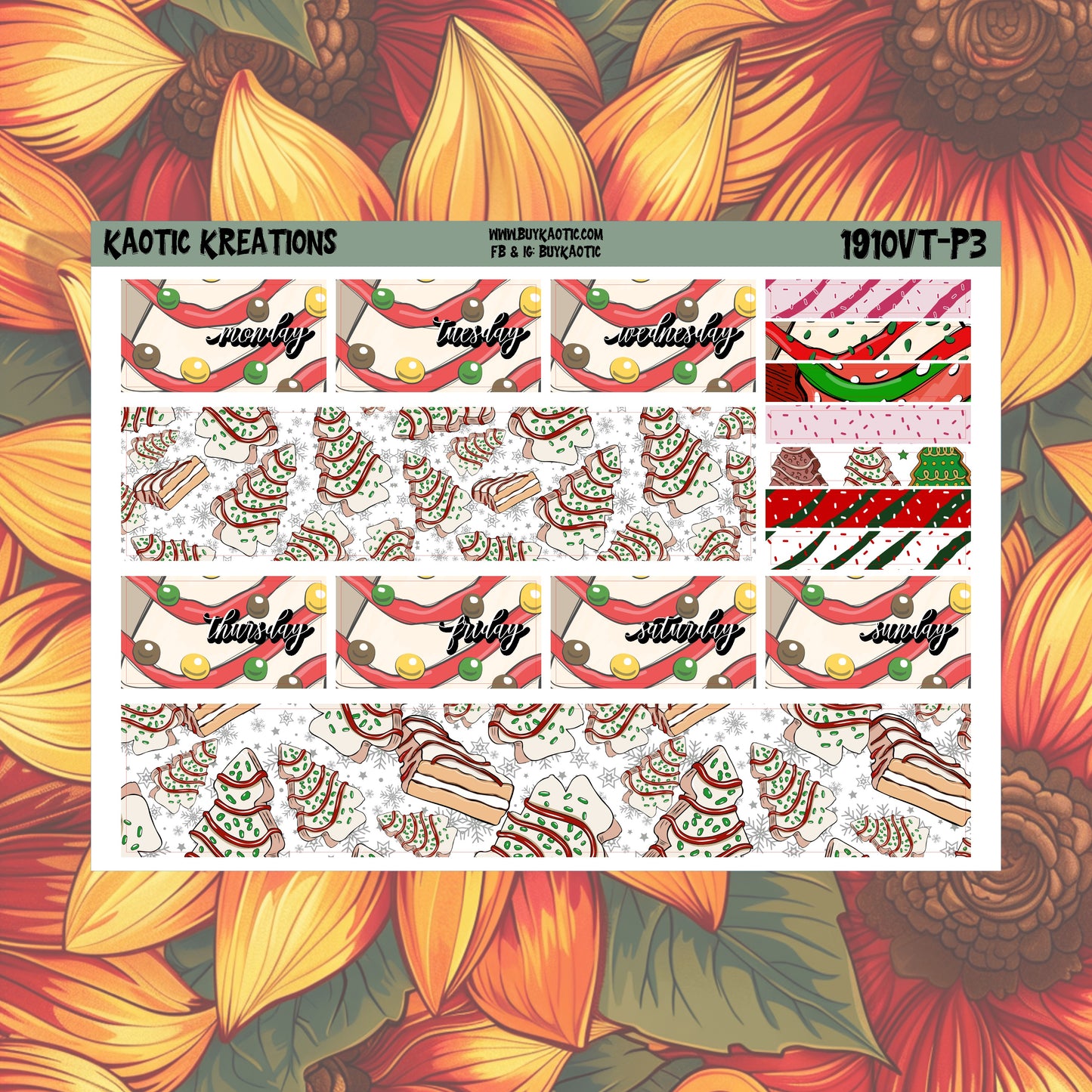 Tree Cakes Vertical Tall Weekly Sticker Kit