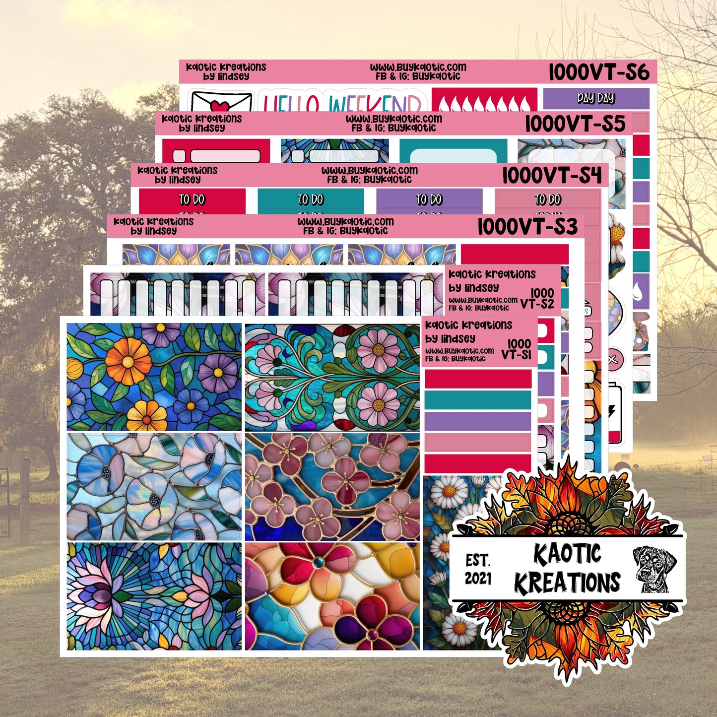 Stained Glass Vertical Tall Weekly Sticker Kit