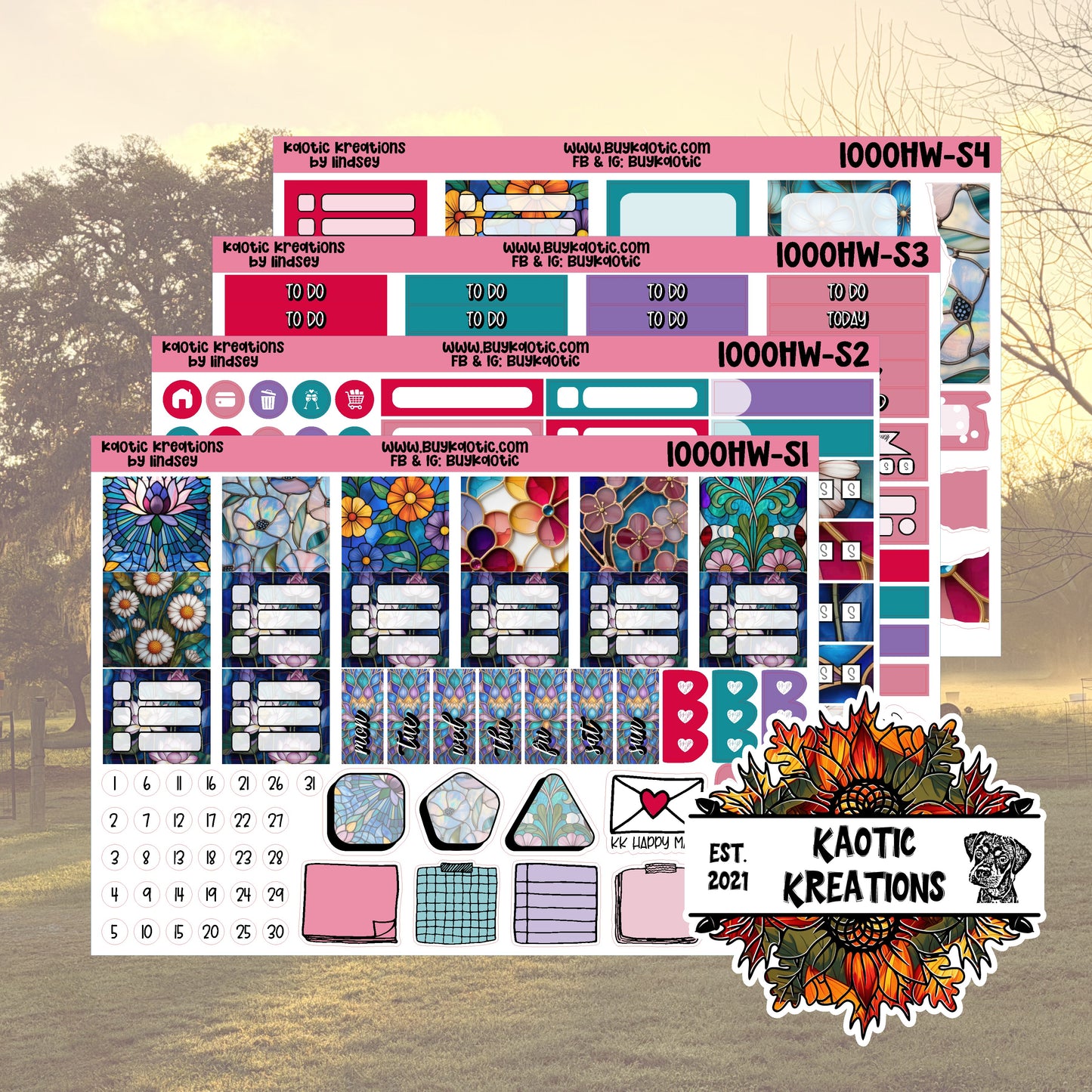 Stained Glass Hobo Weeks Weekly Sticker Kit