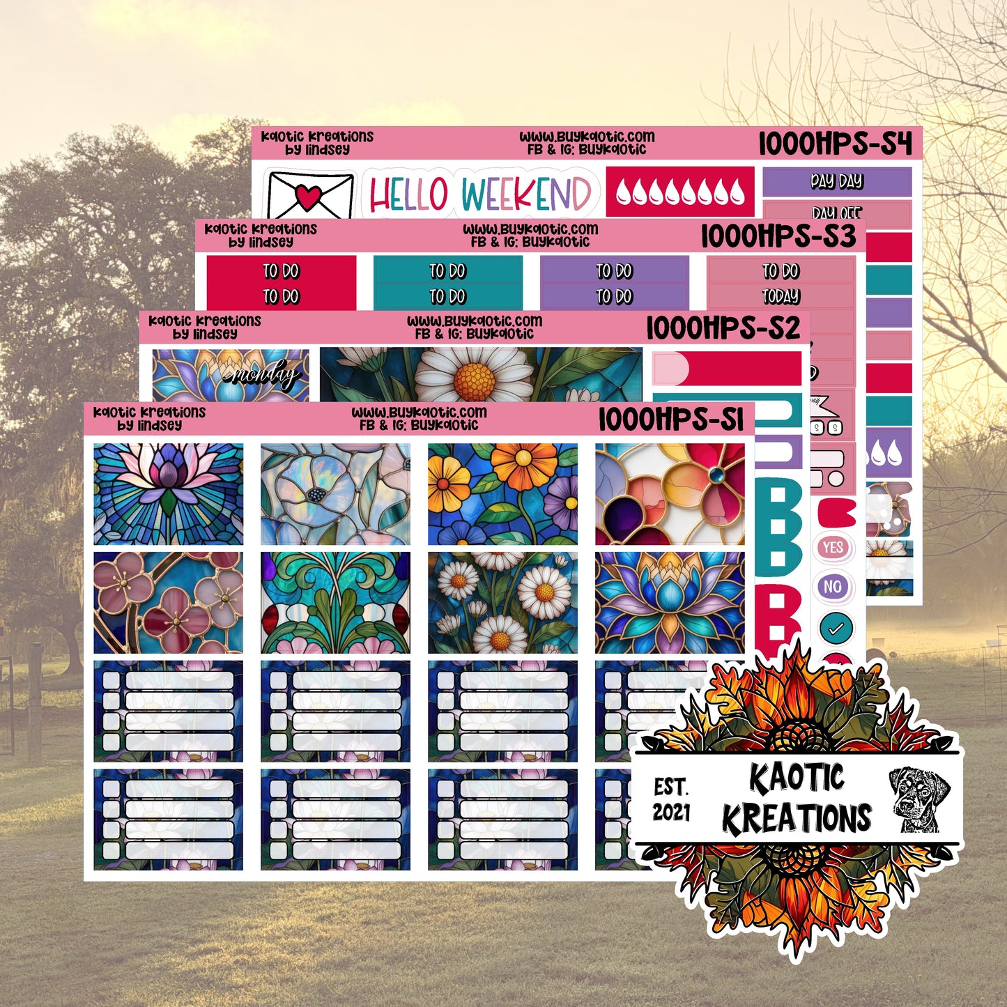 Stained Glass HP Skinny Weekly Sticker Kit