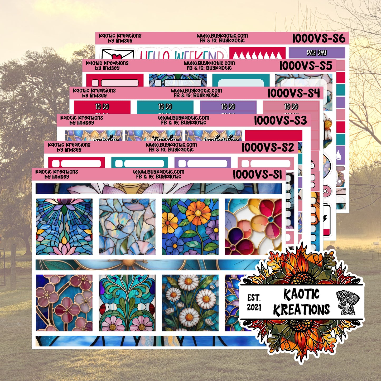 Stained Glass Vertical Small Weekly Sticker Kit