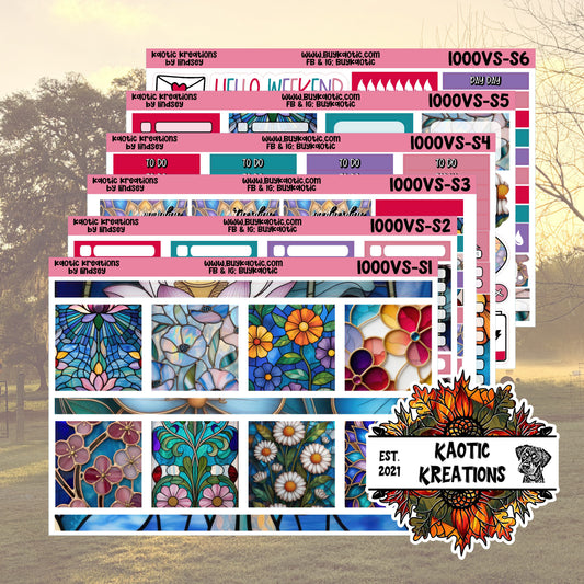 Stained Glass Vertical Small Weekly Sticker Kit