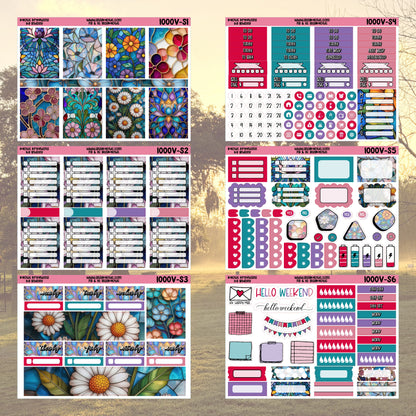 Stained Glass Vertical Weekly Sticker Kit