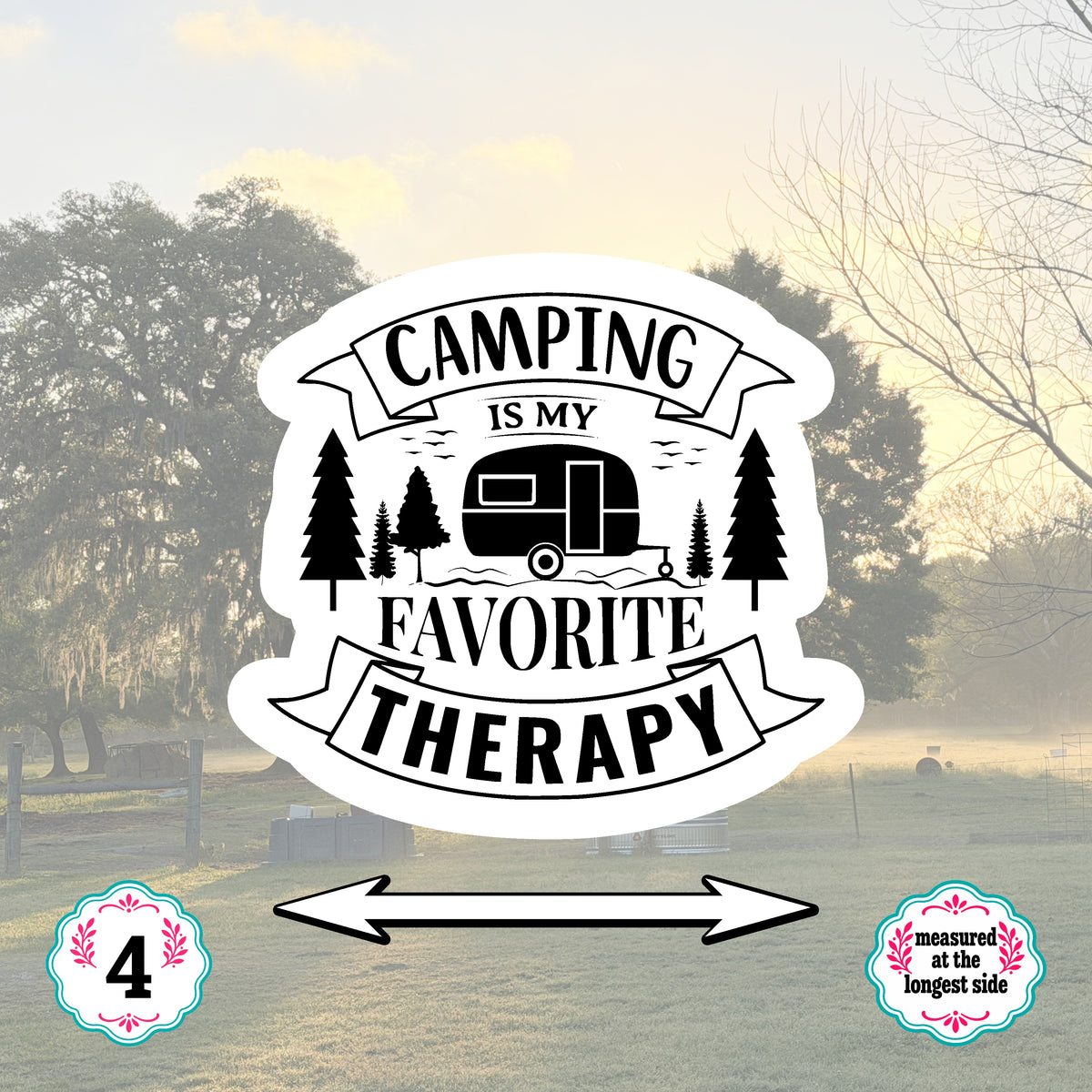 Set of 5 Camping Die-Cut Stickers | 20% Bundle Discount | 2, 3 or 4 Inch | Waterproof Vinyl or Paper Stickers