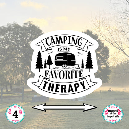 Set of 5 Camping Die-Cut Stickers | 20% Bundle Discount | 2, 3 or 4 Inch | Waterproof Vinyl or Paper Stickers