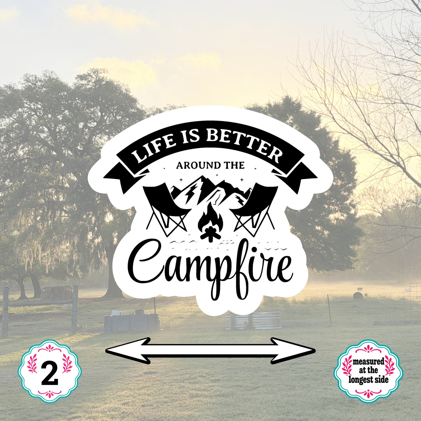 Set of 5 Camping Die-Cut Stickers | 20% Bundle Discount | 2, 3 or 4 Inch | Waterproof Vinyl or Paper Stickers