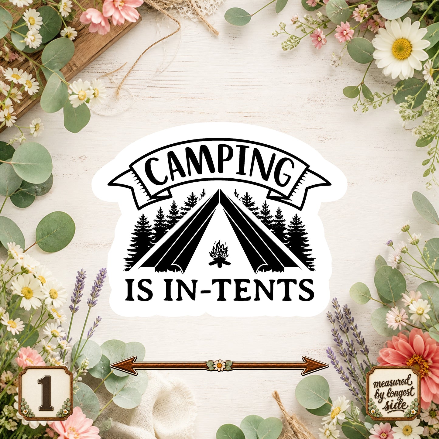 Set of 5 Camping Die-Cut Stickers | 20% Bundle Discount | 2, 3 or 4 Inch | Waterproof Vinyl or Paper Stickers