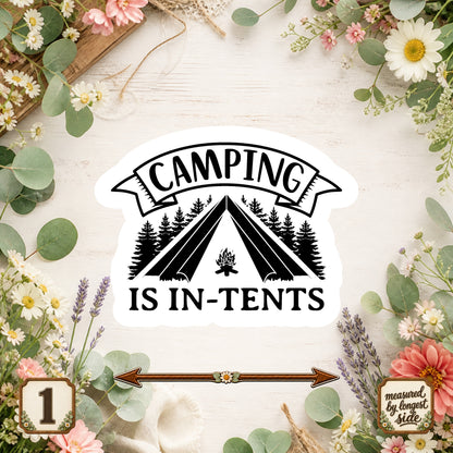 Set of 5 Camping Die-Cut Stickers | 20% Bundle Discount | 2, 3 or 4 Inch | Waterproof Vinyl or Paper Stickers