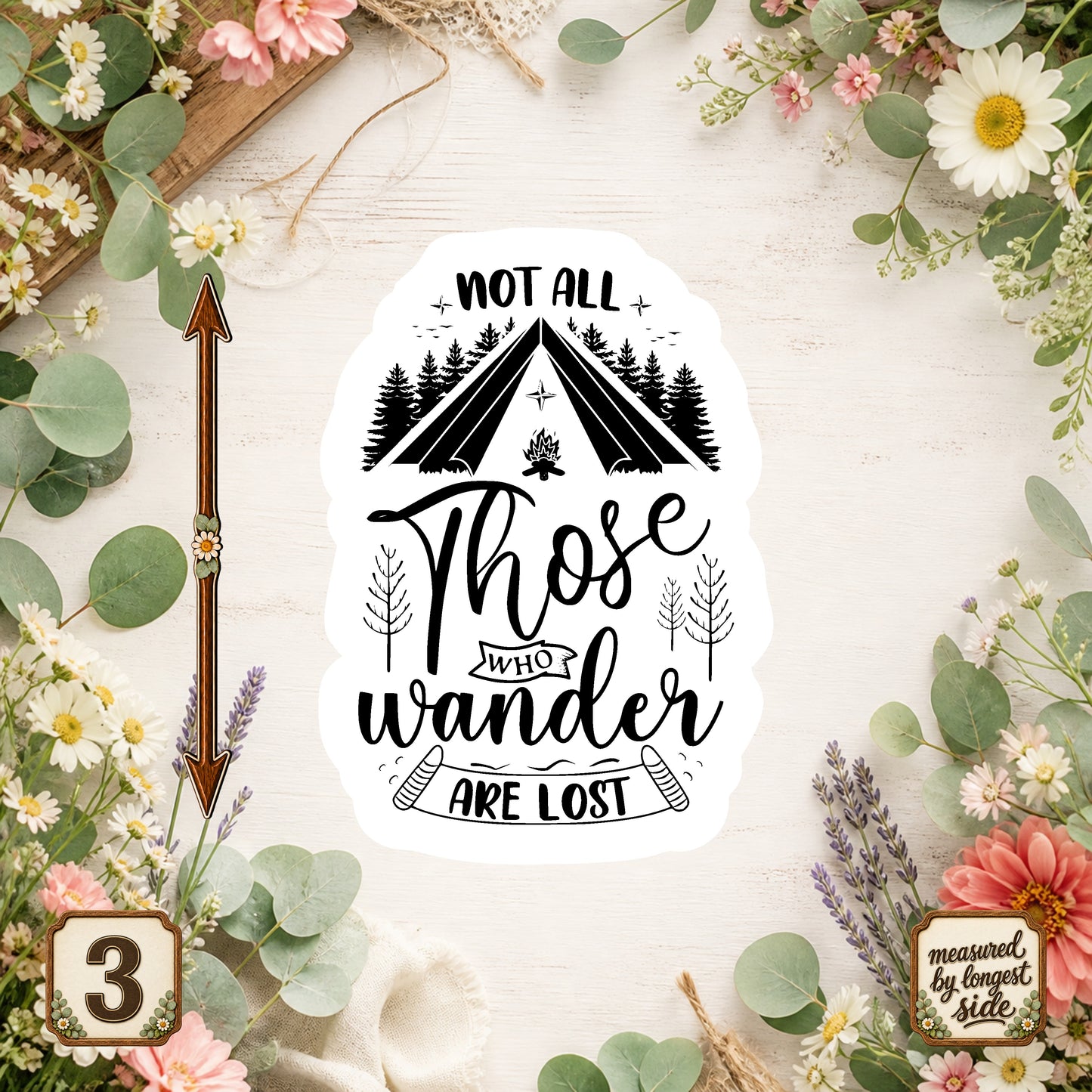 Set of 5 Camping Die-Cut Stickers | 20% Bundle Discount | 2, 3 or 4 Inch | Waterproof Vinyl or Paper Stickers