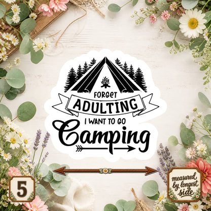 Set of 5 Camping Die-Cut Stickers | 20% Bundle Discount | 2, 3 or 4 Inch | Waterproof Vinyl or Paper Stickers