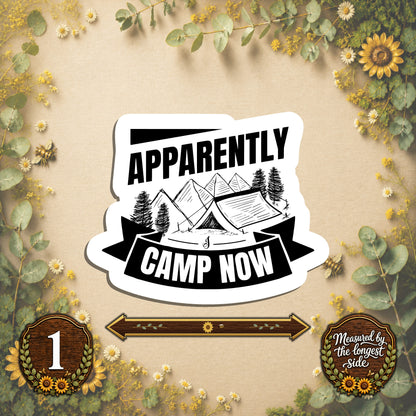 Set of 4 Camping Die-Cut Stickers | 20% Bundle Discount | 2, 3 or 4 Inch | Waterproof Vinyl or Paper Stickers