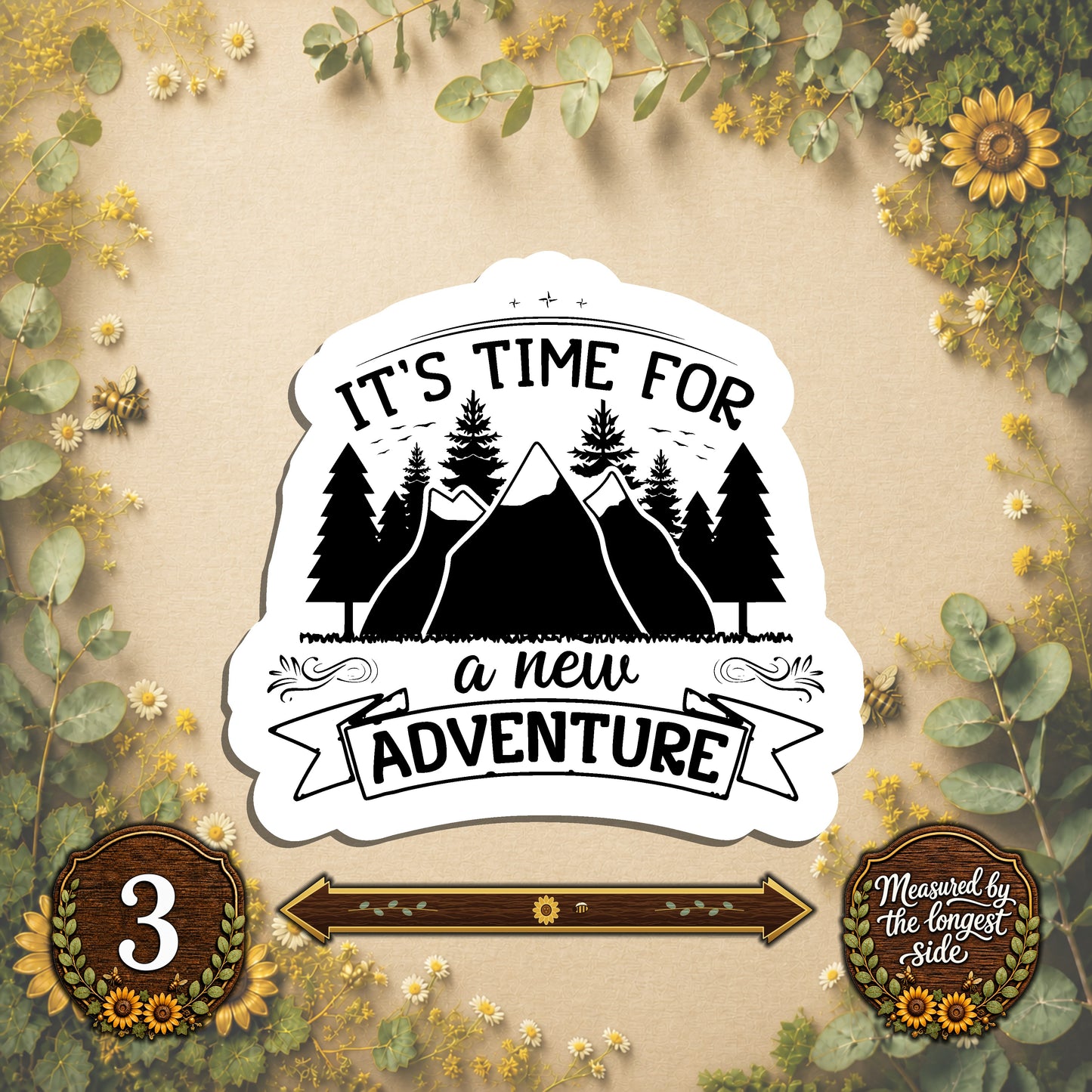 Set of 4 Camping Die-Cut Stickers | 20% Bundle Discount | 2, 3 or 4 Inch | Waterproof Vinyl or Paper Stickers