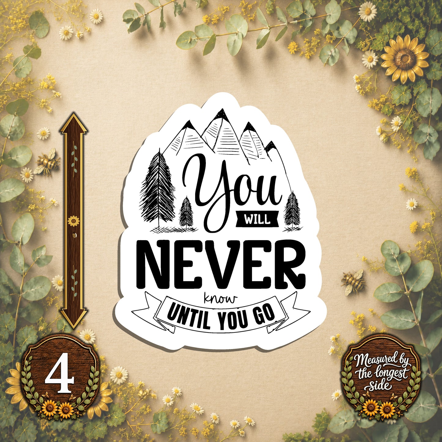Set of 4 Camping Die-Cut Stickers | 20% Bundle Discount | 2, 3 or 4 Inch | Waterproof Vinyl or Paper Stickers