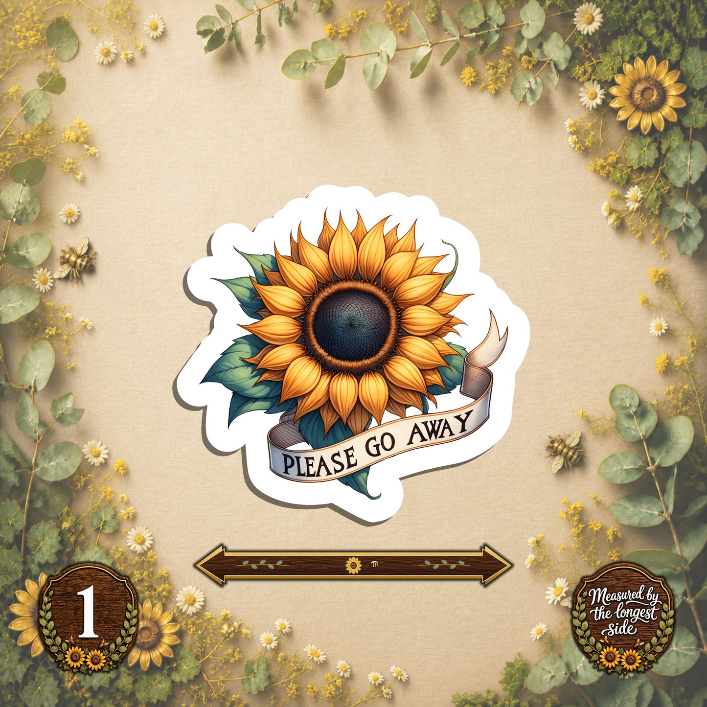 Set of 4 Sunflower Die-Cut Stickers | 20% Bundle Discount | 2, 3 or 4 Inch | Waterproof Vinyl or Paper Stickers