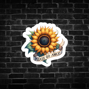 Please Go Away Sunflower Sticker