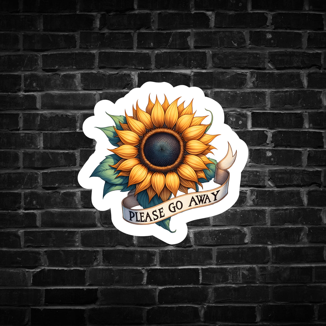 Please Go Away Sunflower Sticker