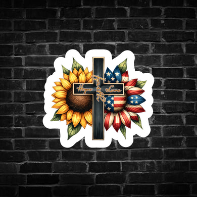 Hope Faith Love Sunflower Sticker