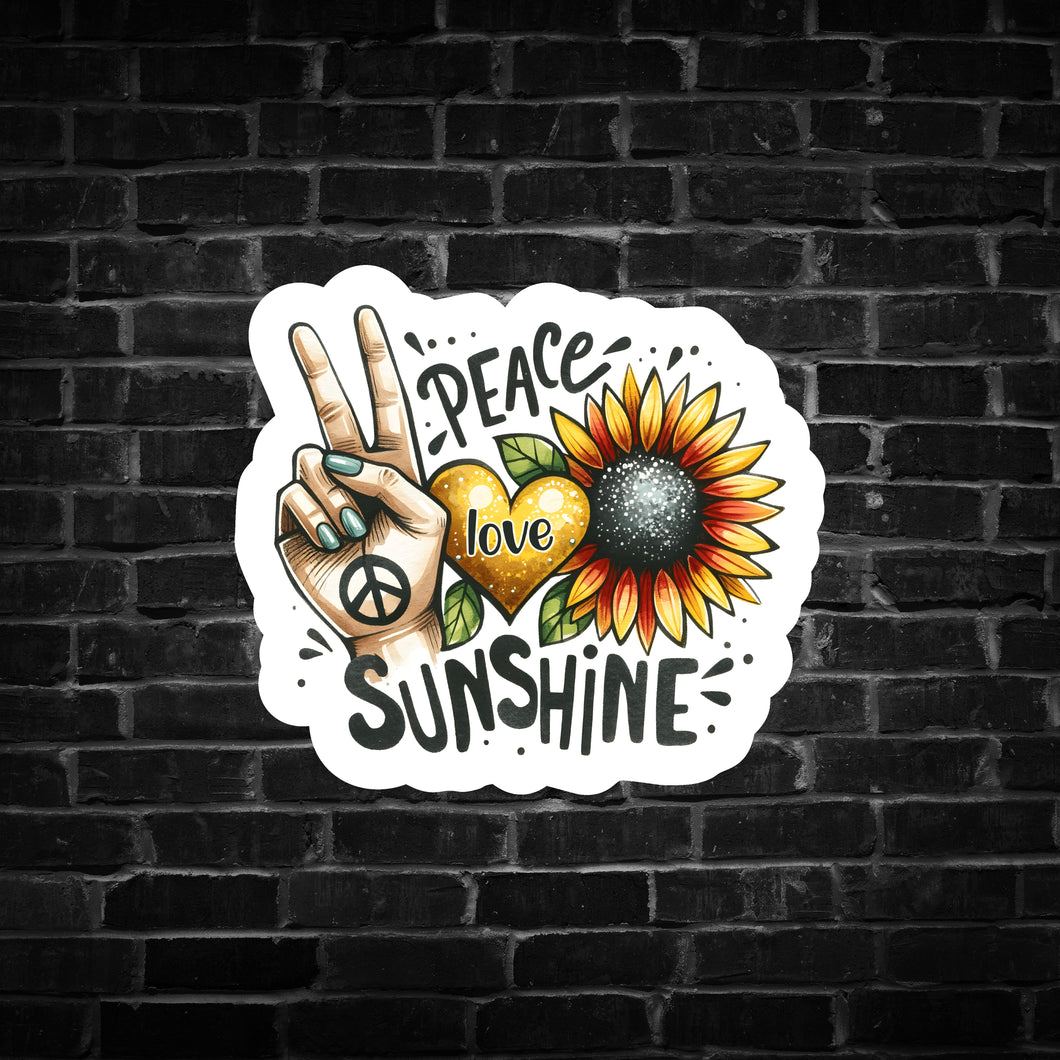 Peace, Love, Sunshine Sunflower Sticker