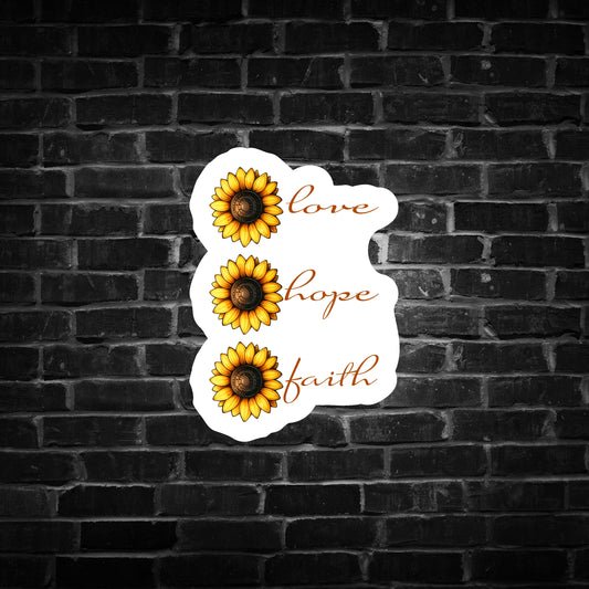 Faith Hope Love Sunflower Sticker