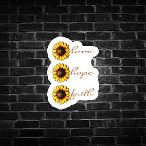 Faith Hope Love Sunflower Sticker