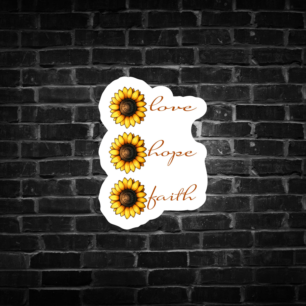 Faith Hope Love Sunflower Sticker