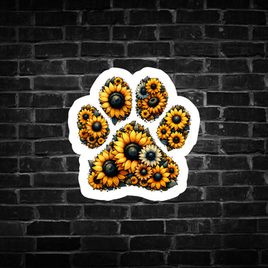 Paw Print Sunflower Sticker