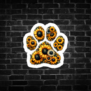 Paw Print Sunflower Sticker