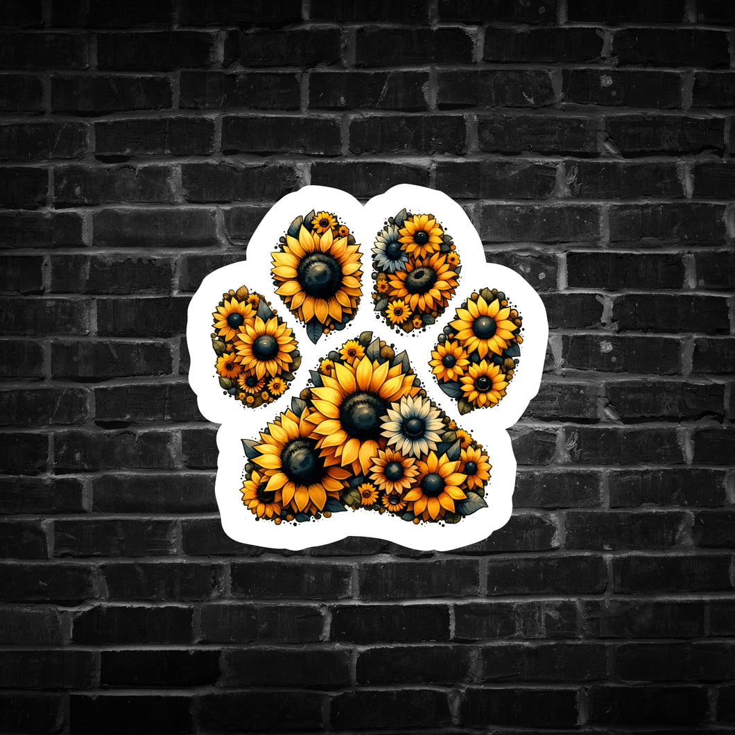 Paw Print Sunflower Sticker